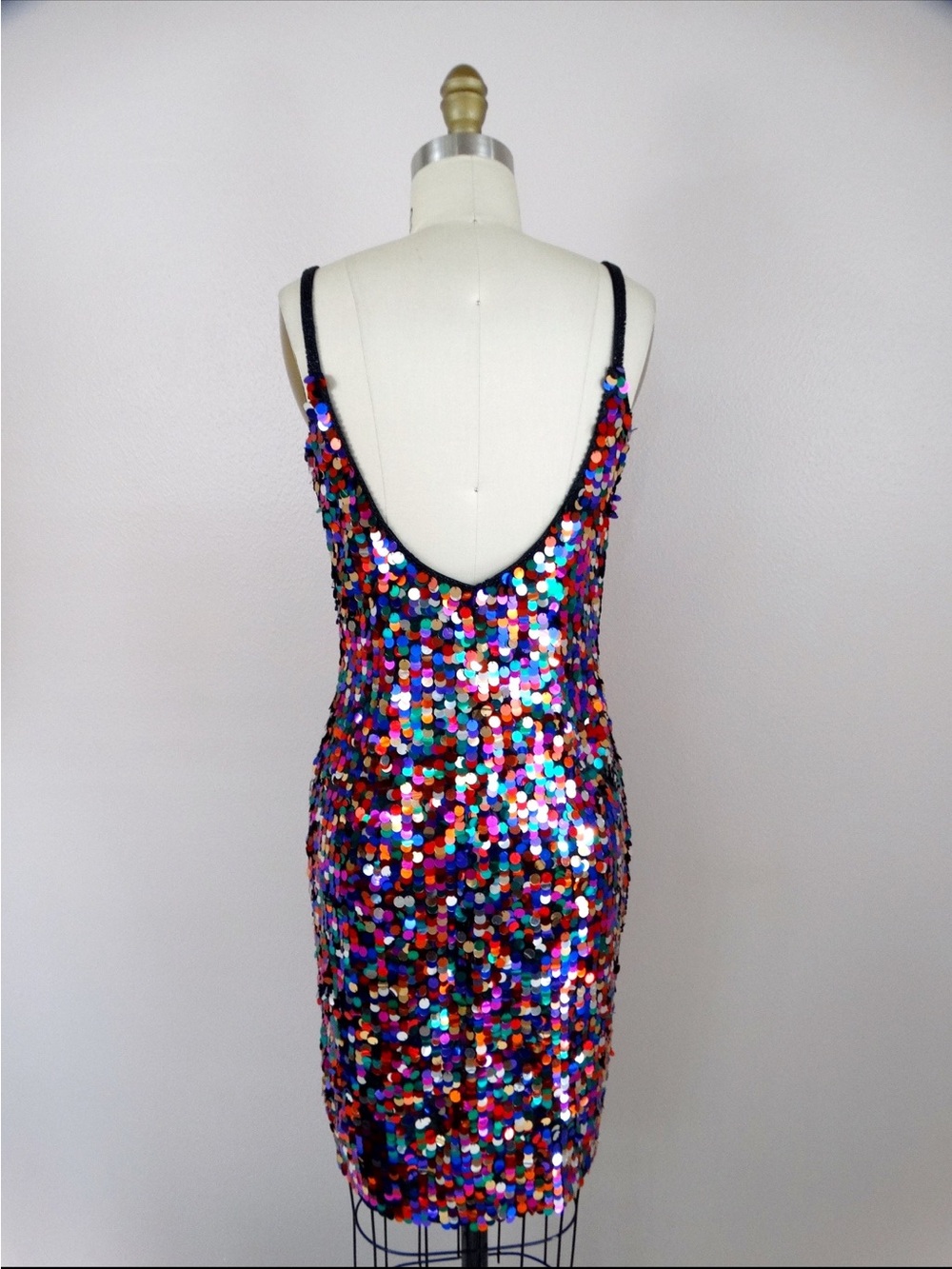 Cache VINTAGE RARE Multicolor Beaded Sequin Mini Dress Sz 10 - Picture 7 of 10